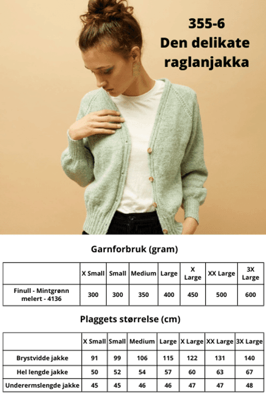 355-6 Den delikate raglanjakka garnpakke