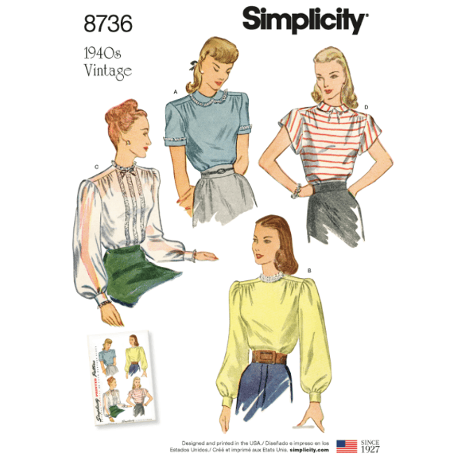 Hovedbilde 8736 vintage bluse simplicity
