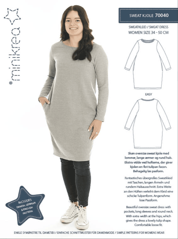 Minikrea sweatkjole 34-50 (70040)
