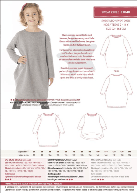 Minikrea sweat kjole 2-14 år 33040