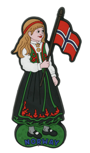 Hovedbilde Magnet bunadsjente med flagg ...