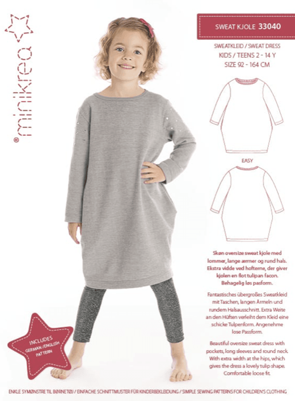 Minikrea sweat kjole 2-14 år 33040